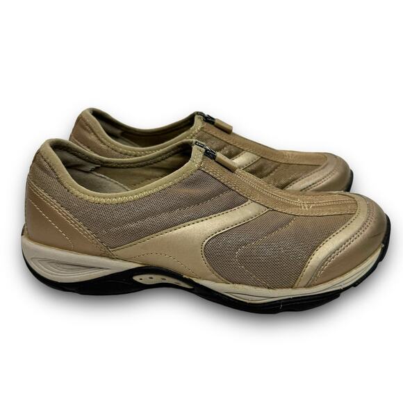 Womens Easy Spirit Casual Sneakers Metallic Bronze Mesh Zipper Closure Size 7 M - Picture 1 of 7
